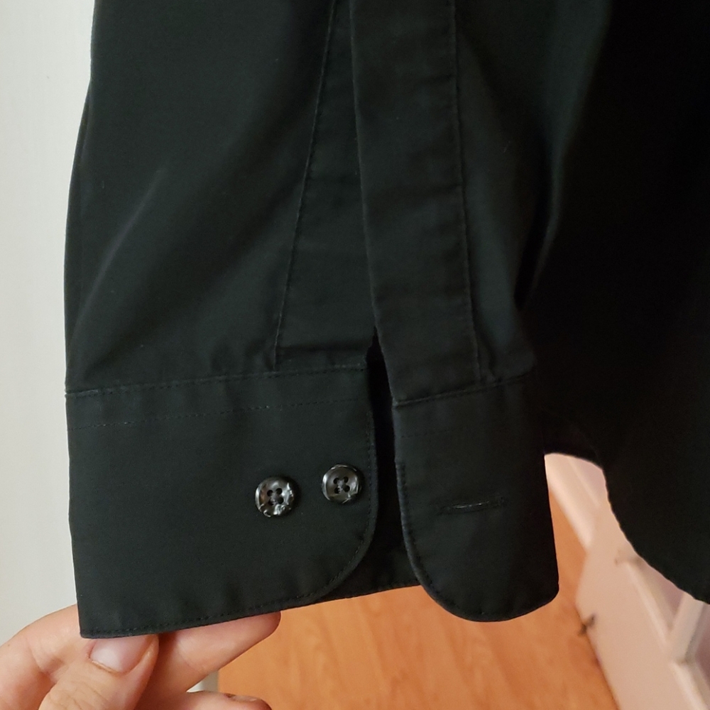 Men's Black Button Down Long Sleeve Shirt - Picture 3 of 7